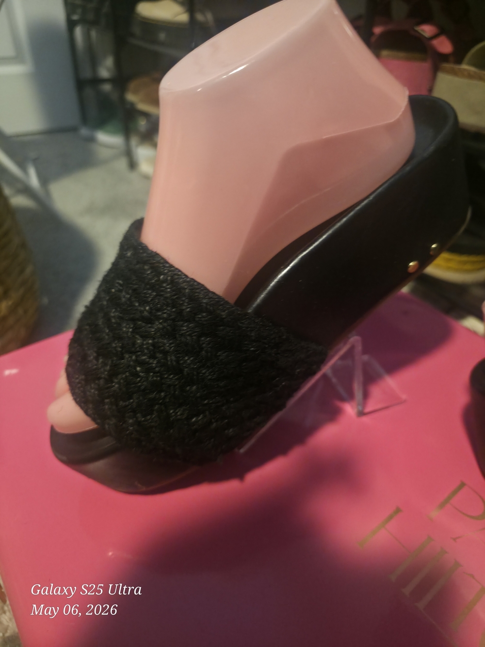 beek  Albatross Jute  Black Woven Slide Sandal Heels - Picture 4 of 6